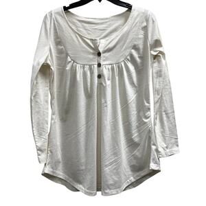 UNBRANDED cream Cottagecore Peasant Boho Jersey knit blouse sz L